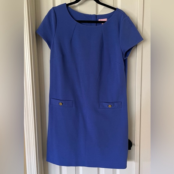 Lilly Pulitzer Blue Sheath Mini Dress Short Sleeve Bateau Neckline - Picture 3 of 3